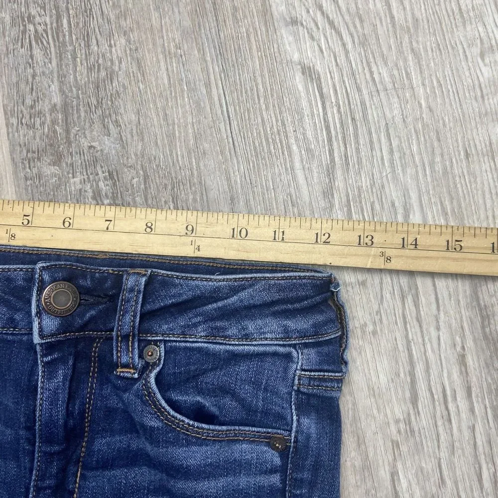 American Eagle Next Level Stretch High Waisted Skinny Dark‎ Blue 0 Long - Picture 8 of 12